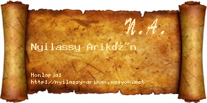 Nyilassy Arikán névjegykártya